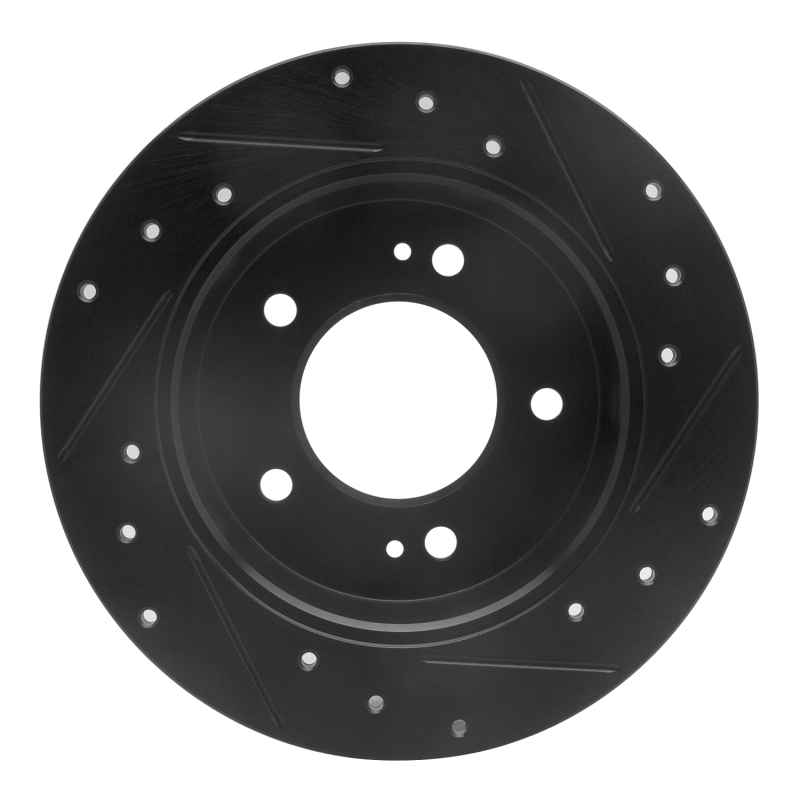 Hyundai Kona Brake Rotor (1) - Rear Left - R1 Concepts - Drilled & Slotted - Black - `11-`25